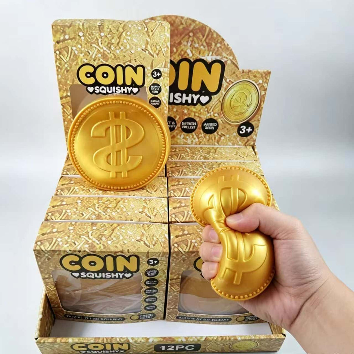 Large Gold Coin Squishy Toy, TPR Flour Filled Slow Rebound Stress Relief Squeeze Fidget Toy, Giant Coin Squishy for Kids Adults Gift Party Favor