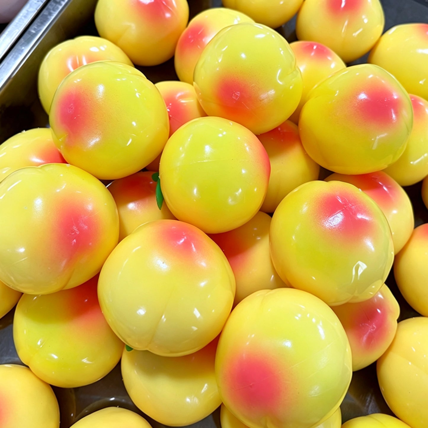 Crunchy Sound Peach Squish Ball, Blocks Filled Squeeze Fidget Toy for Stress Relief