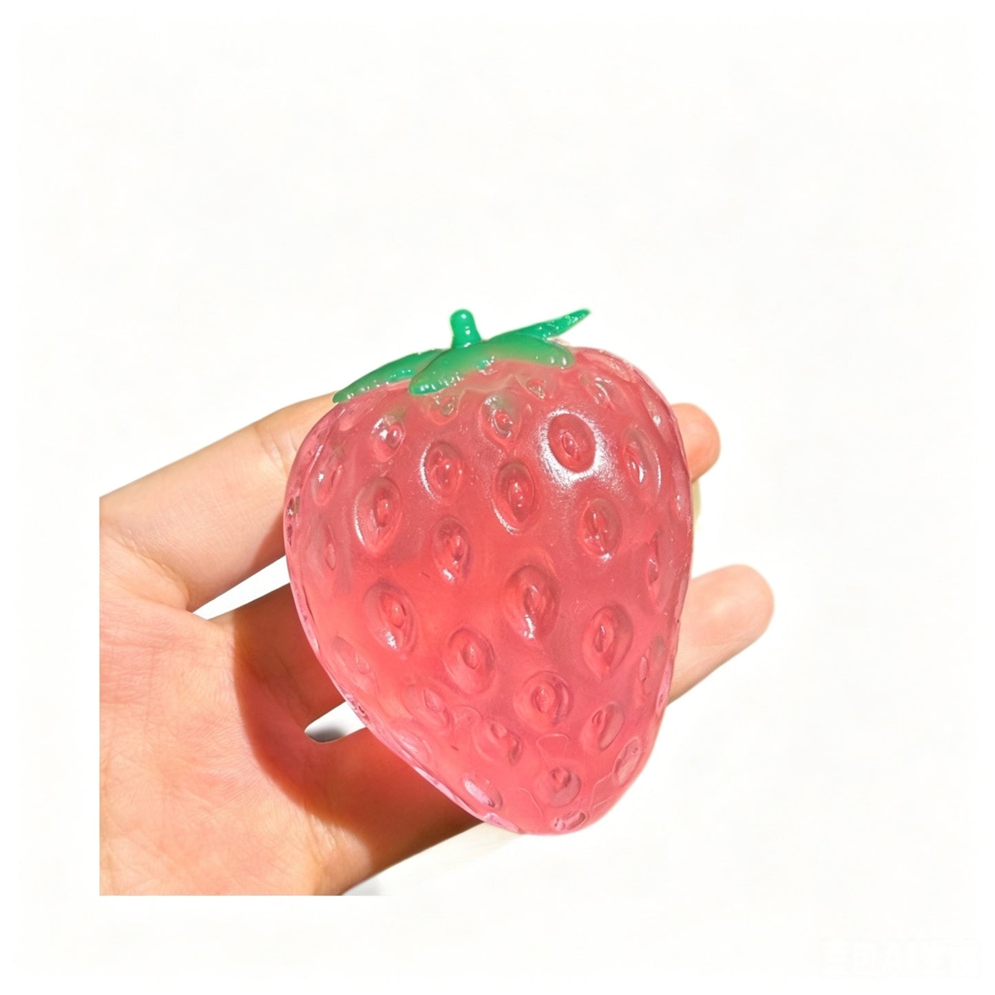 Vaseline Filled Small Pink Strawberry Squishy Toy, Stress Relief Squeeze Fidget Toy for Kids Adults