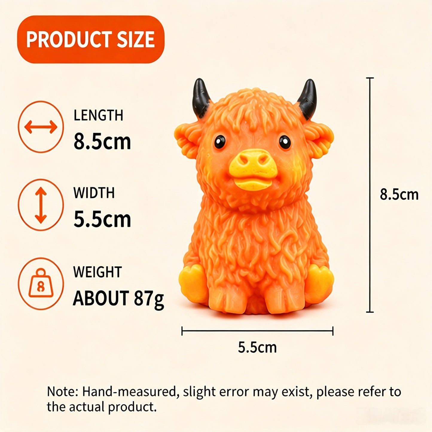 Highland Cow Building Block Squishy Ball, Crunch Sound Mouldable Slow Rebound Stress Relief Fidget Squeeze Toy