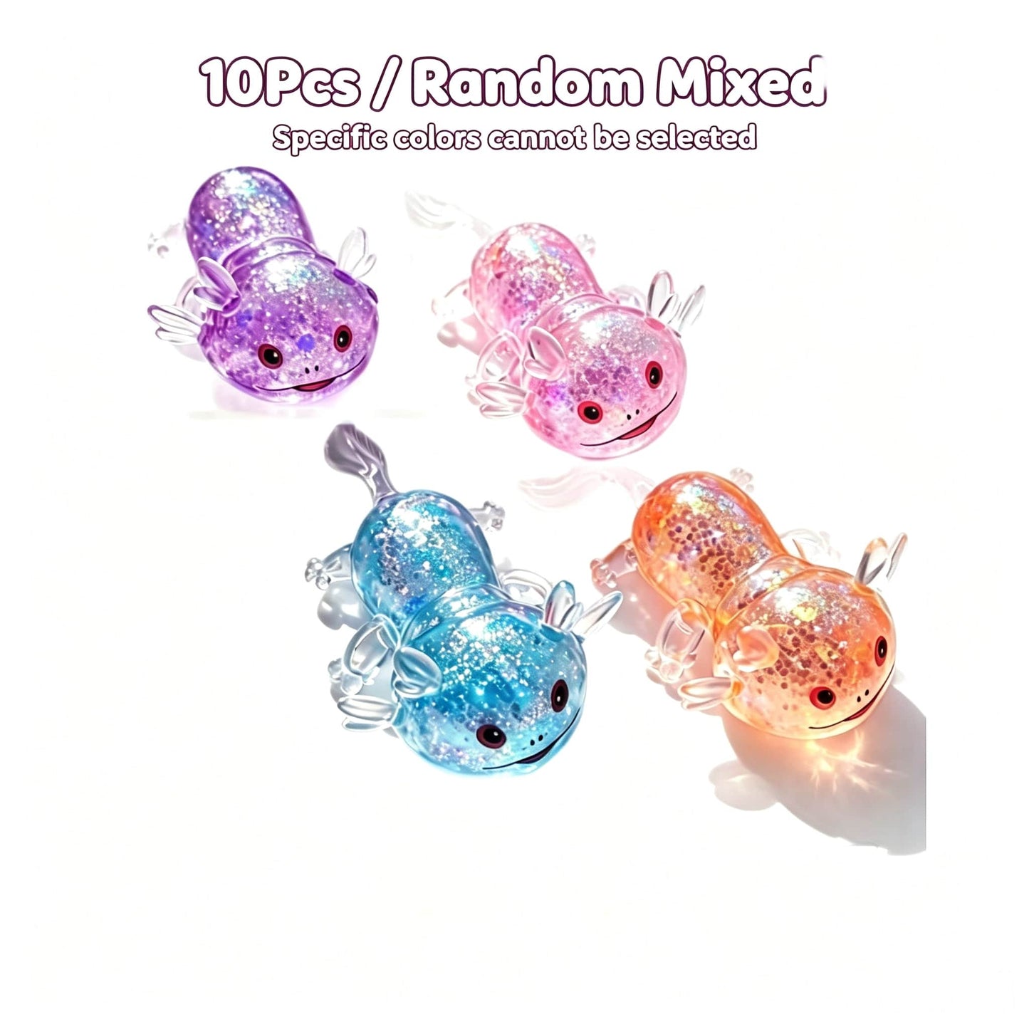 Mini Glitter Axolotl Squishy Toy, Maltose‑Filled TPR Squeeze Fidget Stress Relief Toy for Kids and Adults