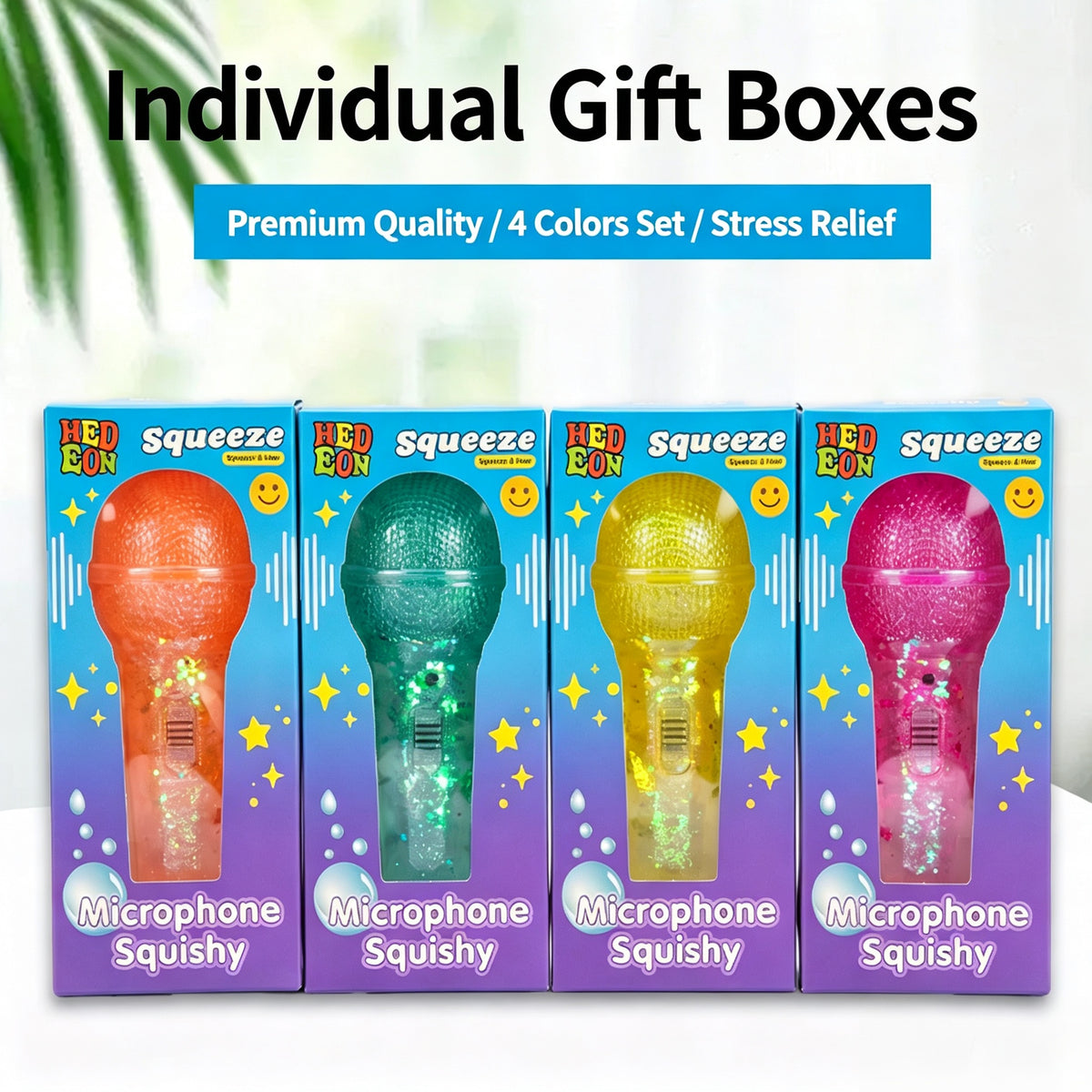 Glitter Microphone Squishy Toy Slow Rebound Maltose Stress Relief Fidget Toy for Kids Adults