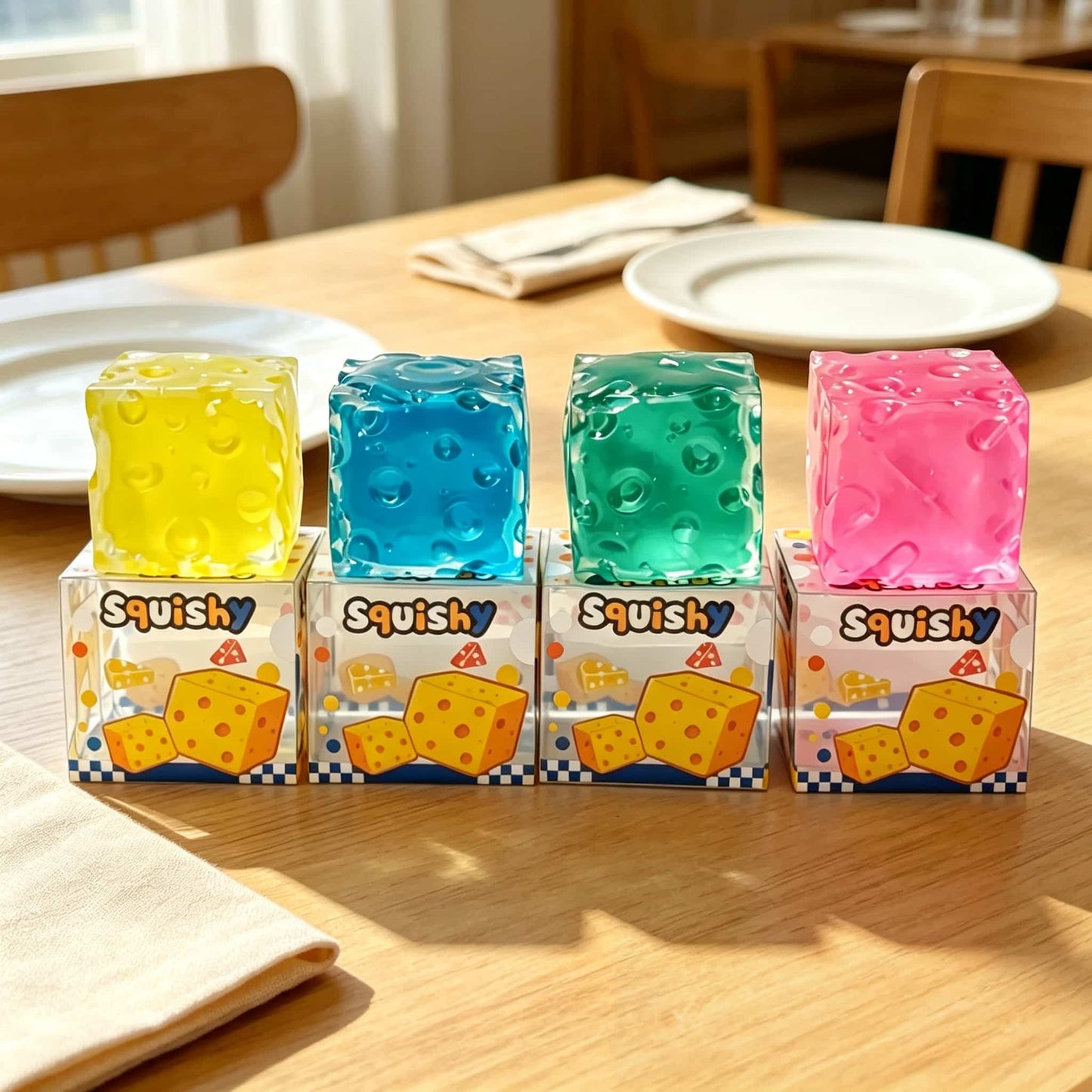5cm Vaseline Texture Cheese Squishy | Soft Jelly Stress Relief Fidget Toy