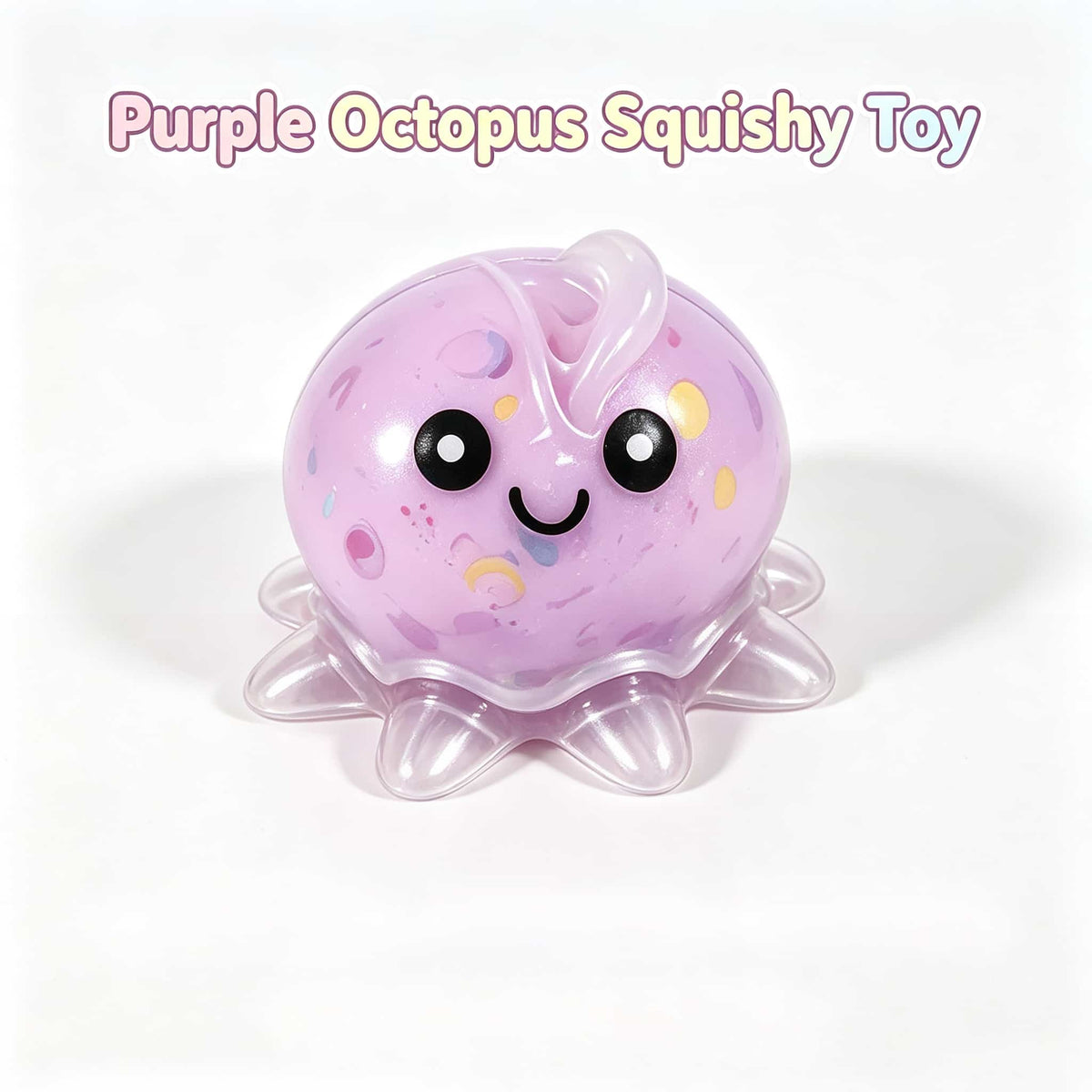 Crunch Octopus Squishy Fidget Toy, Clear PVC Shell Stress Relief Squeeze Toy, Kawaii Octopus Sensory Toy for Adults Kids, Desk Decor & Party Gift