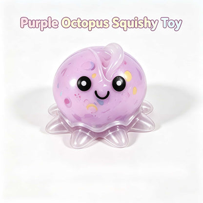 Crunch Octopus Squishy Fidget Toy, Clear PVC Shell Stress Relief Squeeze Toy, Kawaii Octopus Sensory Toy for Adults Kids, Desk Decor & Party Gift