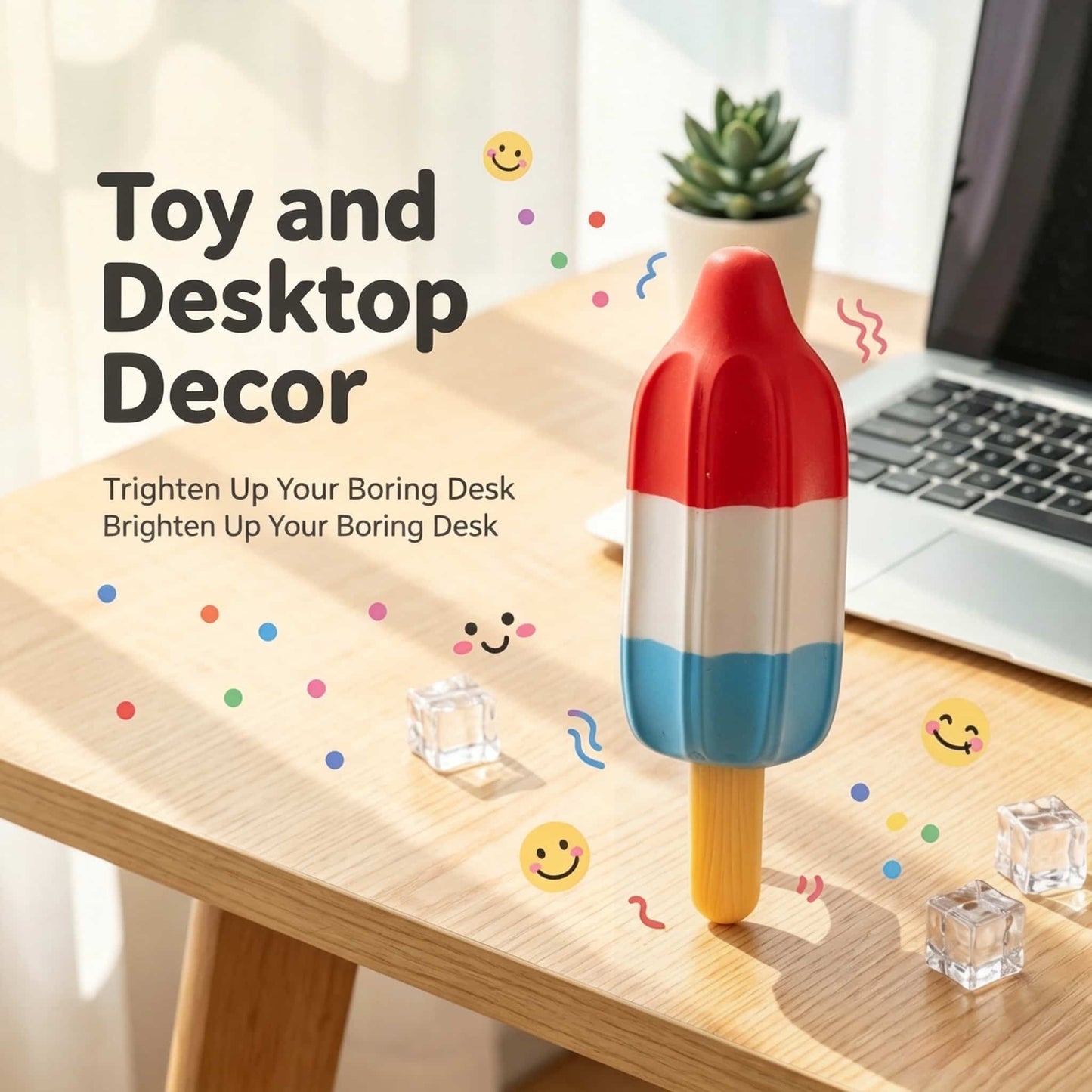 Giant Popsicle Squishy Fidget Toy, 25.5cm Large TPR & Flour Stress Squeeze Toy, Realistic Ice Pop Decompression Fidget for Anxiety Relief