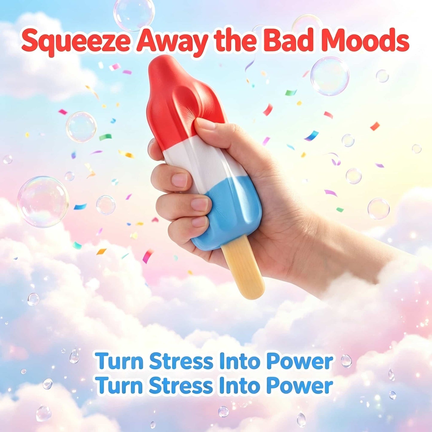 Giant Popsicle Squishy Fidget Toy, 25.5cm Large TPR & Flour Stress Squeeze Toy, Realistic Ice Pop Decompression Fidget for Anxiety Relief