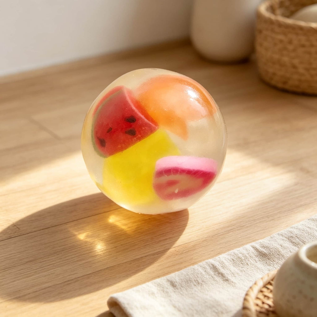 Vaseline Fruit Handmade Ball Squishy, Transparent Jelly Squeeze Fidget Toy, Soft Stress Relief Sensory Toy for Kids & Adults