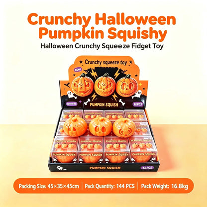 Crunchy Halloween Pumpkin Squishy | Holiday Squeeze Fidget Toy