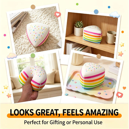 Giant Layer Cake Squishy Fidget Toy, 14.5cm Large TPR Flour‑Filled Stress Relief Squeeze Toy for Kids & Adults