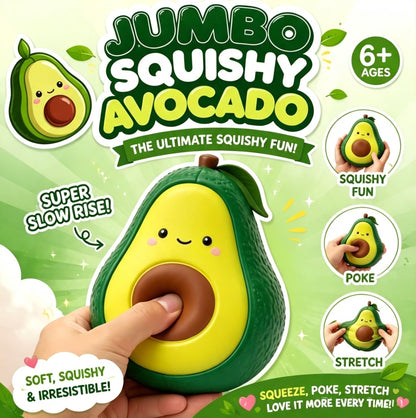 Jumbo Squishy Avocado Fidget Toy, TPR Shell Flour Filling Super Slow Rise Soft Squeeze Stress Relief Sensory Toy for Kids Adults