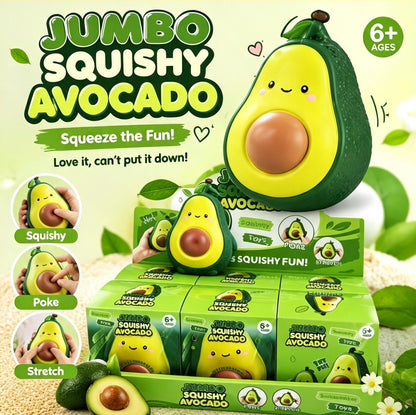 Jumbo Squishy Avocado Fidget Toy, TPR Shell Flour Filling Super Slow Rise Soft Squeeze Stress Relief Sensory Toy for Kids Adults