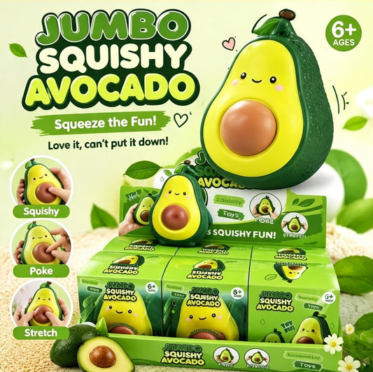 Jumbo Squishy Avocado Fidget Toy, TPR Shell Flour Filling Super Slow Rise Soft Squeeze Stress Relief Sensory Toy for Kids Adults