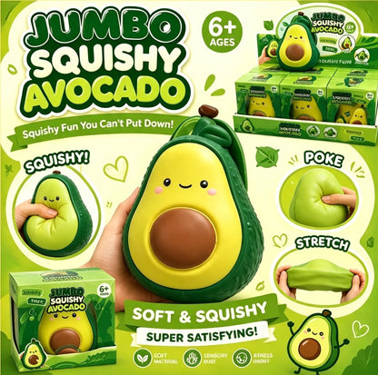 Jumbo Squishy Avocado Fidget Toy, TPR Shell Flour Filling Super Slow Rise Soft Squeeze Stress Relief Sensory Toy for Kids Adults