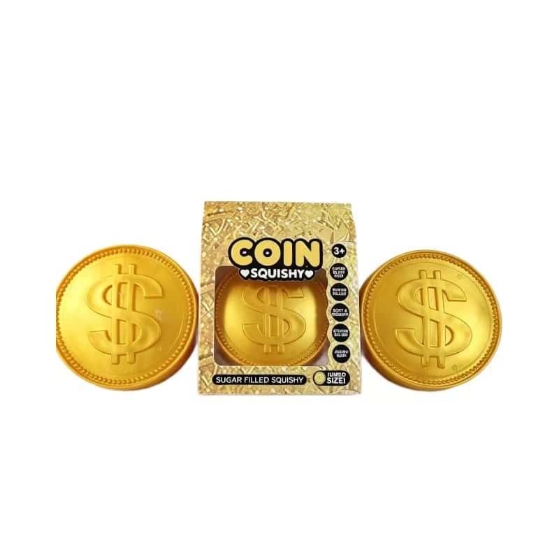 Large Gold Coin Squishy Toy, TPR Flour Filled Slow Rebound Stress Relief Squeeze Fidget Toy, Giant Coin Squishy for Kids Adults Gift Party Favor