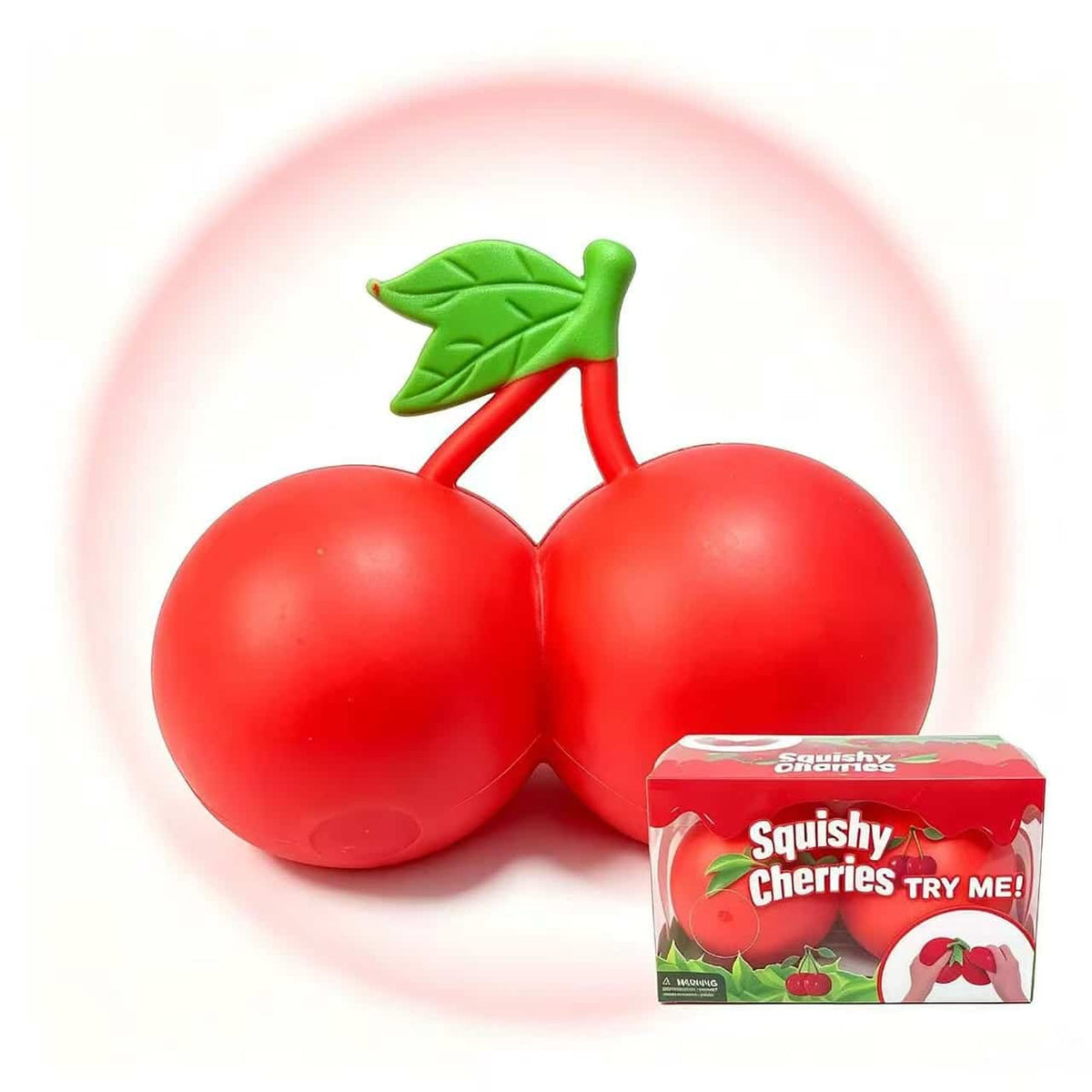 Giant Cherry Squishy Fidget Toy, Soft TPR & Flour Stress Relief Squeeze Toy, Realistic Fruit Squishy for Anxiety Relief