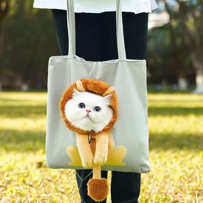 Wholesale Cartoon Animal Pet Tote Bag | 4 Pcs Mixed Styles Bulk Pack, Head Out Cat Carrier