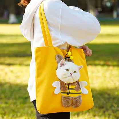 Wholesale Cartoon Animal Pet Tote Bag | 4 Pcs Mixed Styles Bulk Pack, Head Out Cat Carrier