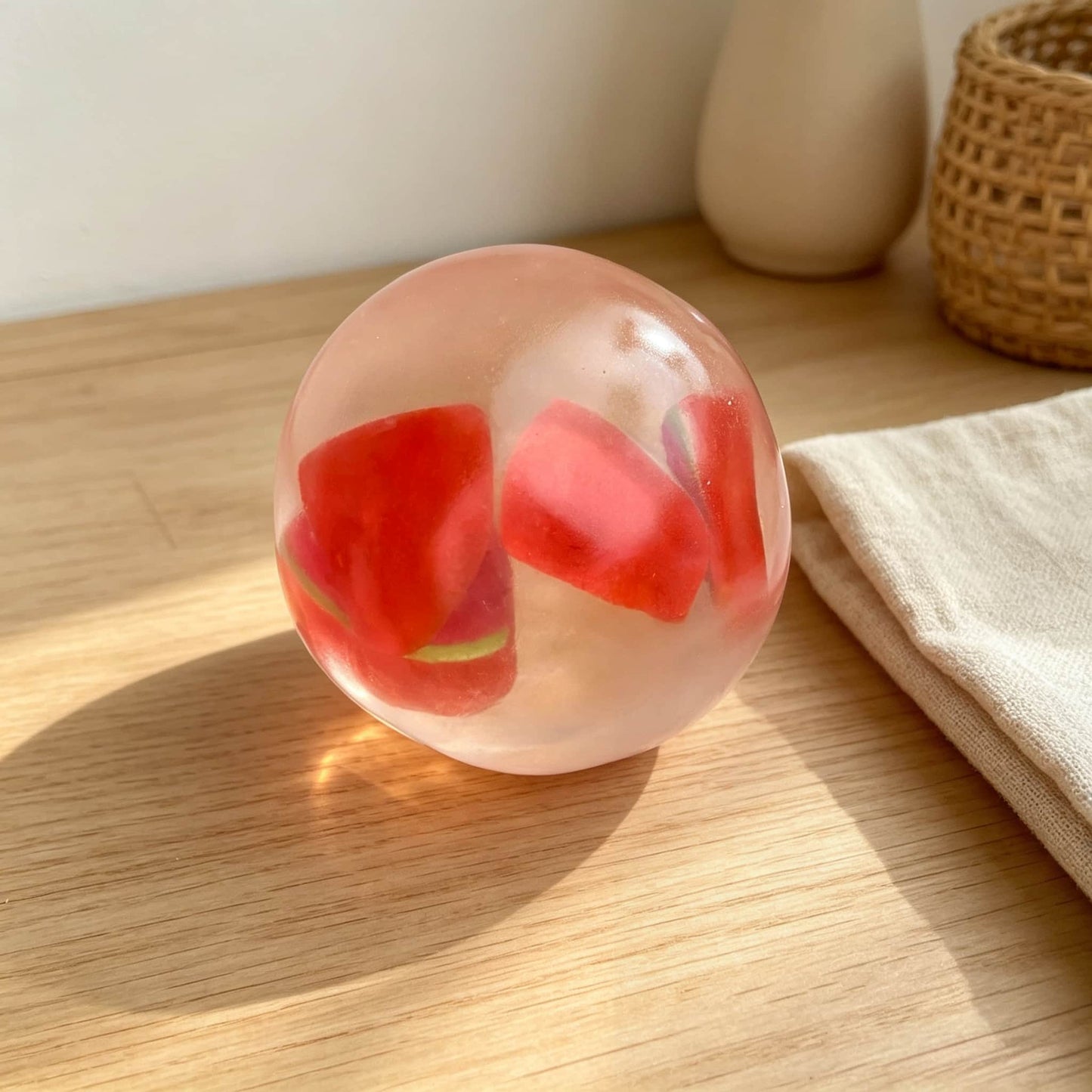 Vaseline Fruit Handmade Ball Squishy, Transparent Jelly Squeeze Fidget Toy, Soft Stress Relief Sensory Toy for Kids & Adults