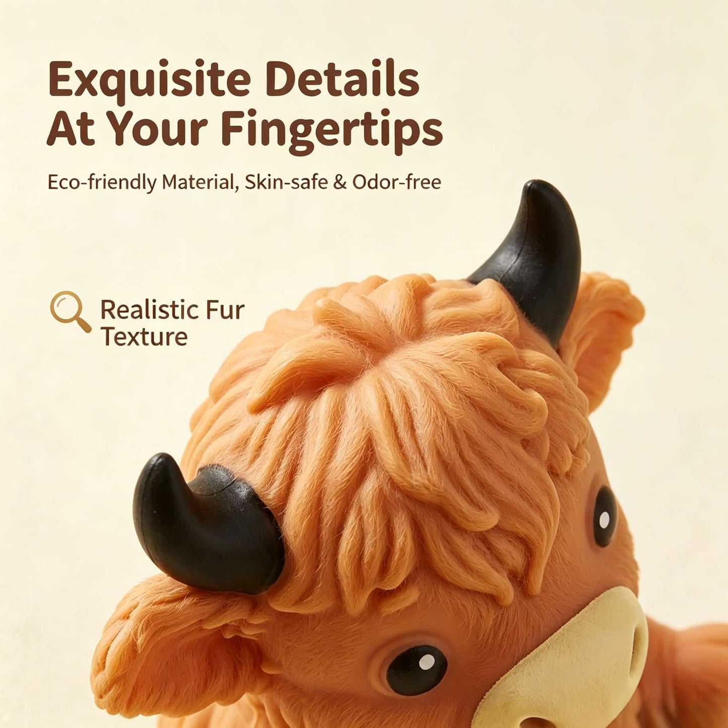 270g Large Highland Cow Squishy Toy, Slow Rebound Stress Relief Squeeze Fidget Toy