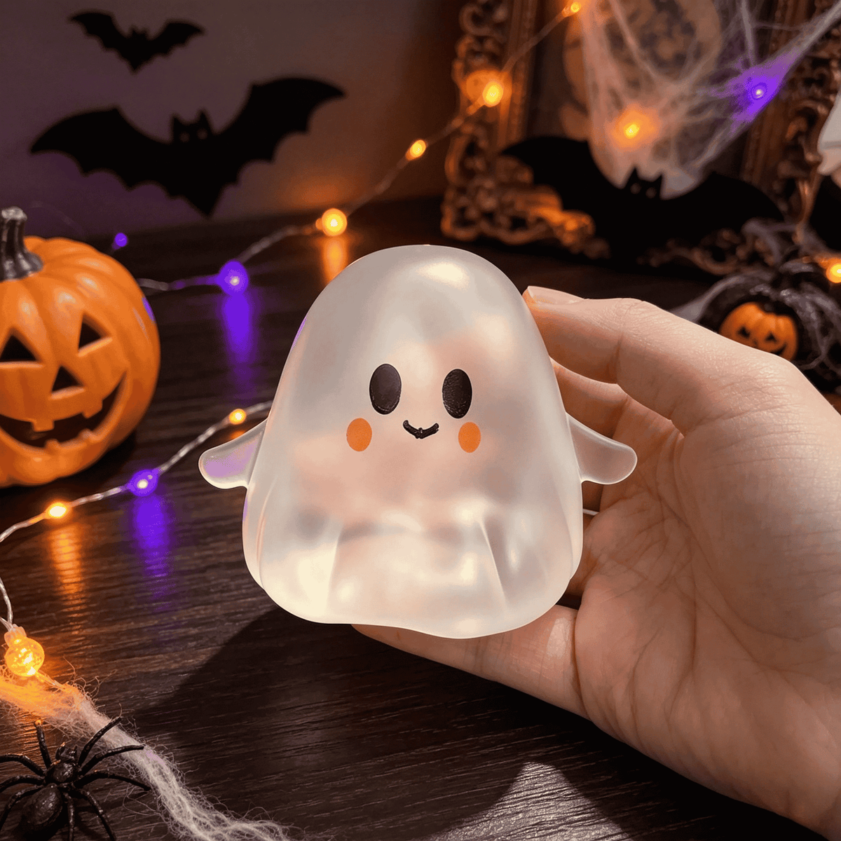 Stretchy Vaseline‑Texture Ghost Squishy, Moldable Stress Relief Fidget Toy for Halloween