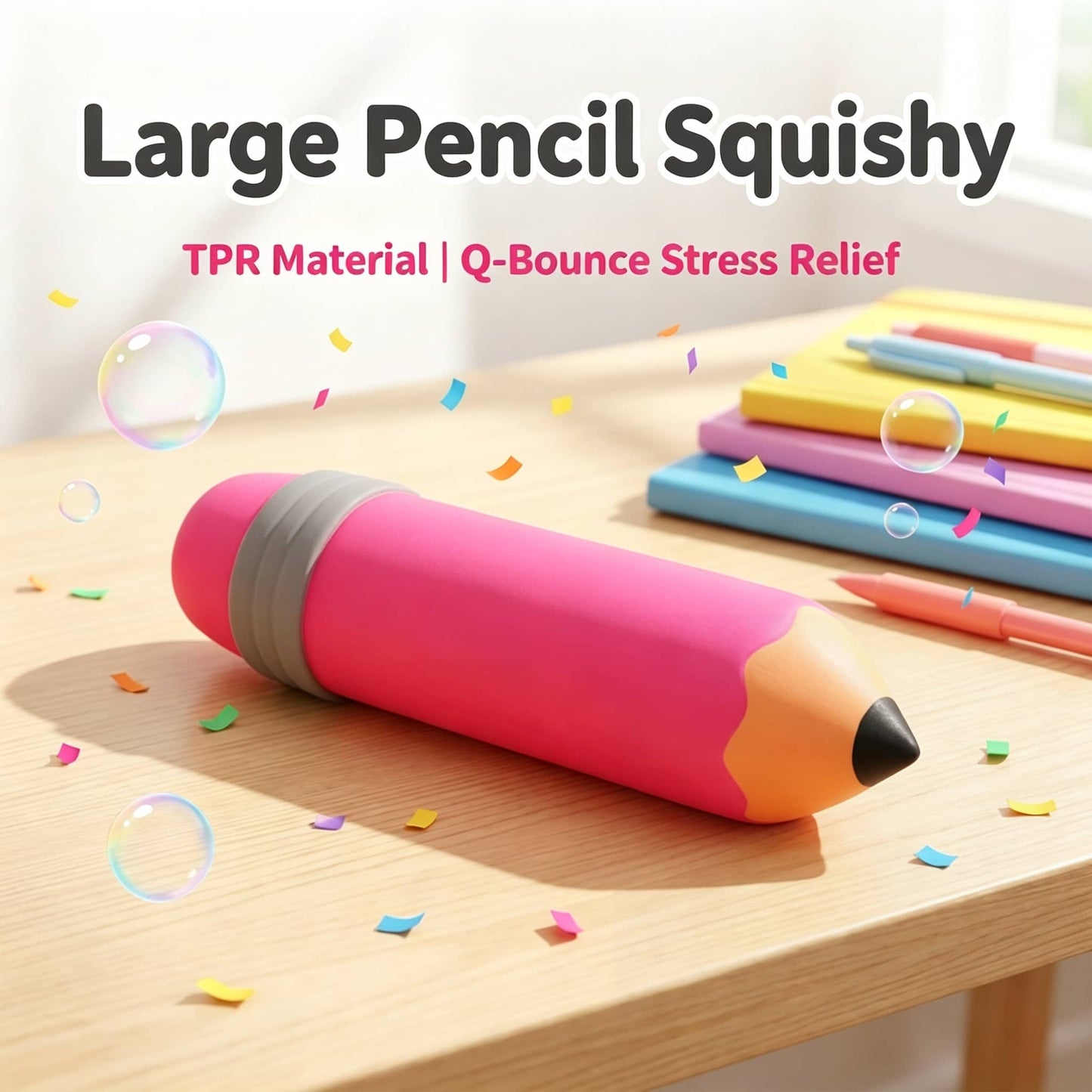 Giant 28cm Pencil Squishy Toy, 350g Super Soft TPR Slow Rising Fidget Stress Relief Toy for Kids Adults, Squeeze Sensory Decompression Toy Gift
