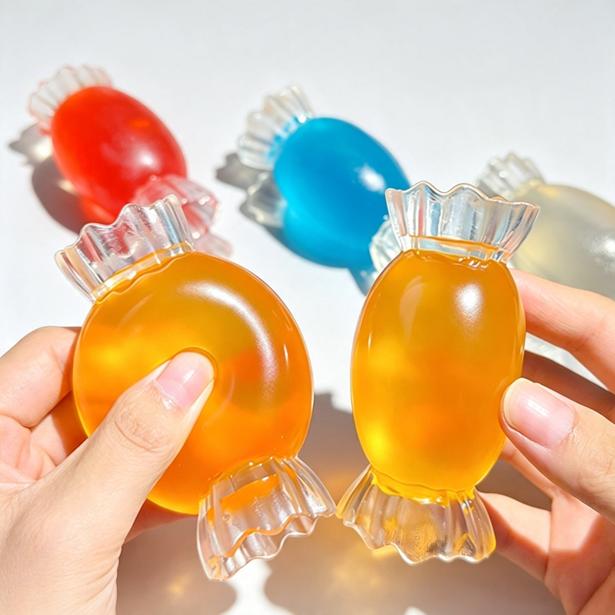 Clear Candy Squishy Toy, Vaseline Filled Non‑Rebound Decompression Fidget Squeeze Toy, TPR Stress Relief Squeeze Ball for Kids Adults