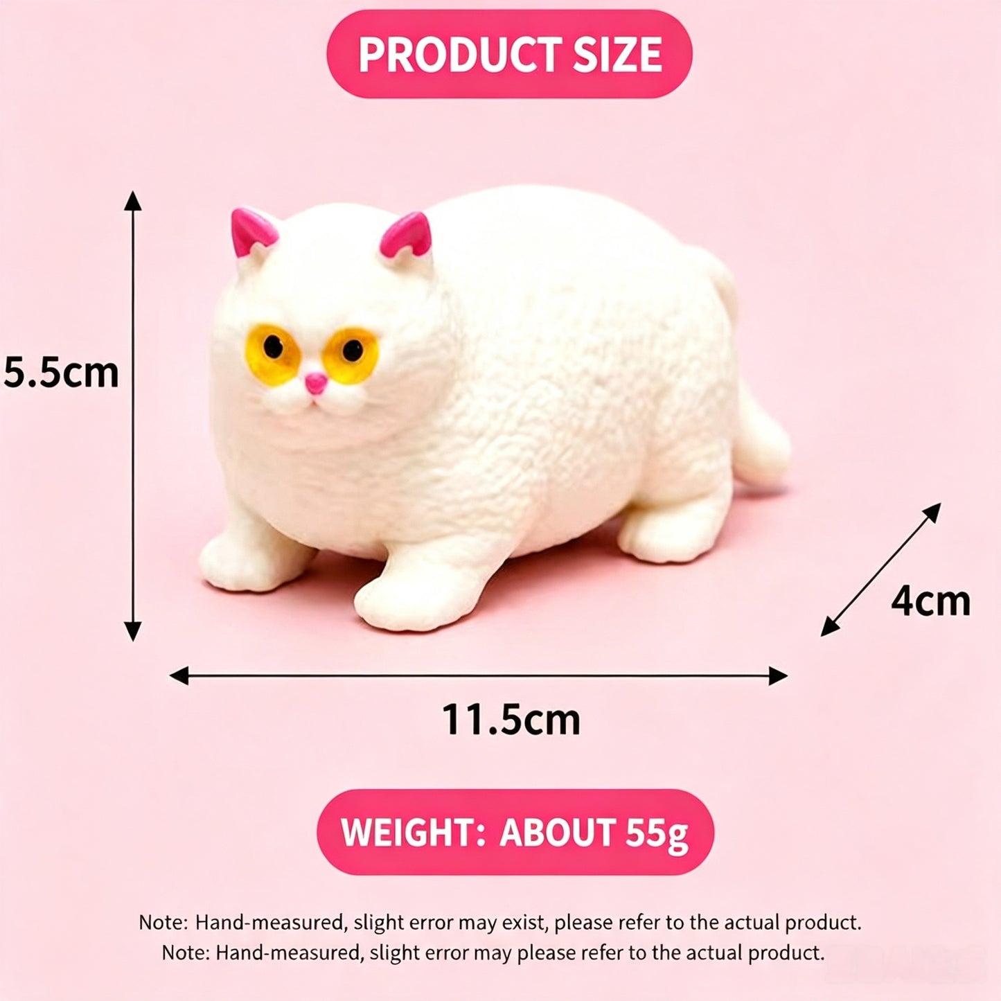 Crunchy White Chubby Cat Building‑Block Squish Ball, Mouldable Slow‑Rebound Stress Squeeze Fidget Toy