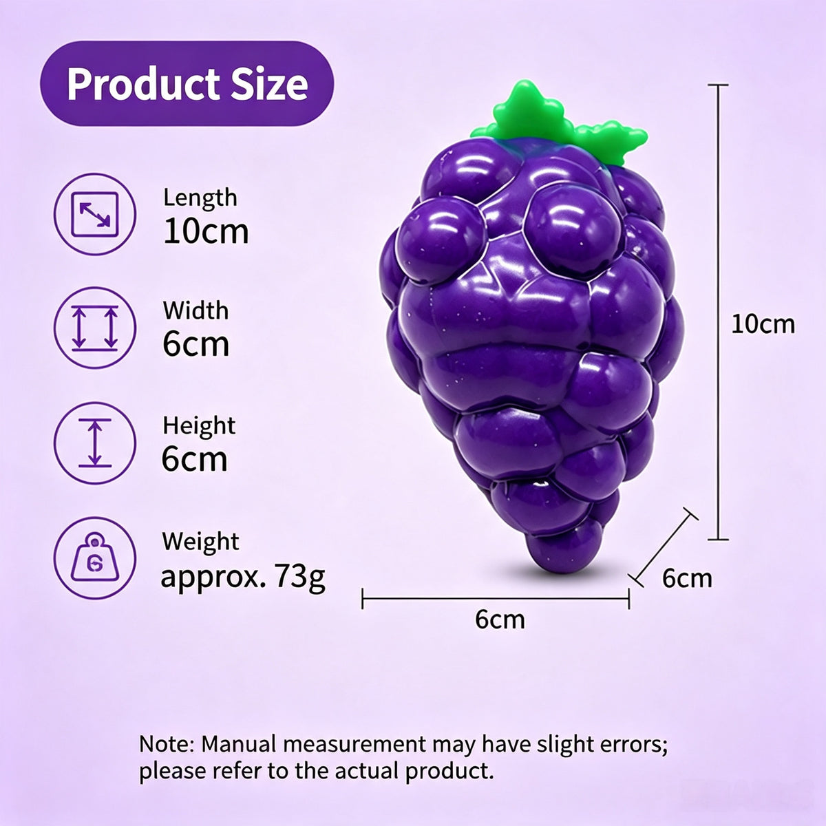 Crunchy Grape Fidget Squeeze Toy, Satisfying Crinkle Sound Sensory Stress Relief Ball for Kids Adults, Portable Anti‑Anxiety Fidget Toy