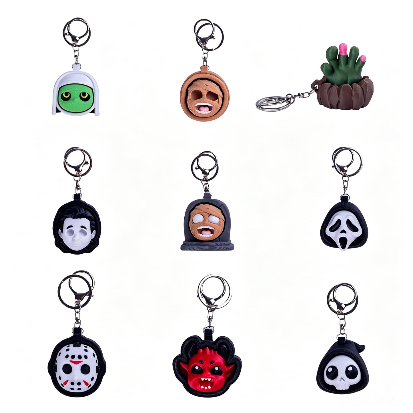 3D Printed Halloween Horror Fidget Keychain, PLA Spooky Clicker Stress Relief Toy