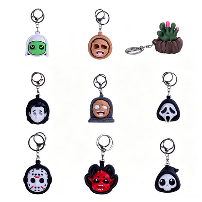 3D Printed Halloween Horror Fidget Keychain, PLA Spooky Clicker Stress Relief Toy