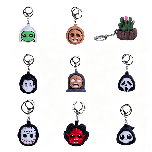 3D Printed Halloween Horror Fidget Keychain, PLA Spooky Clicker Stress Relief Toy
