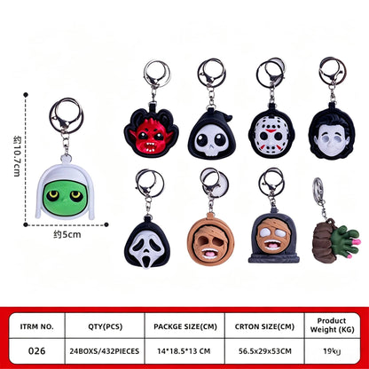 3D Printed Halloween Horror Fidget Keychain, PLA Spooky Clicker Stress Relief Toy