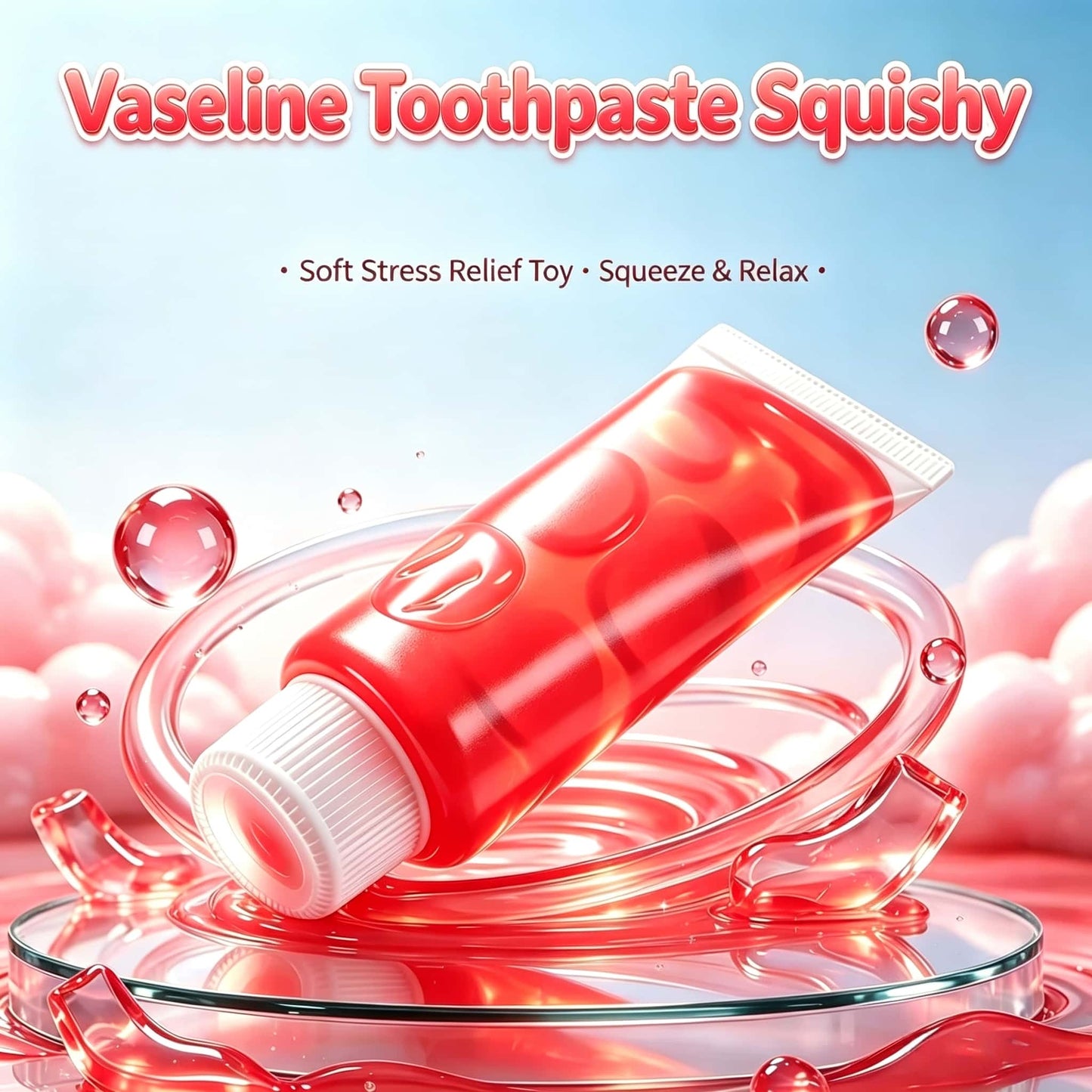 Vaseline Toothpaste Tube Squishy Toy, Slow Rising Squeeze Fidget Toy, Stretchable Stress Relief Sensory Toy for Kids Adults