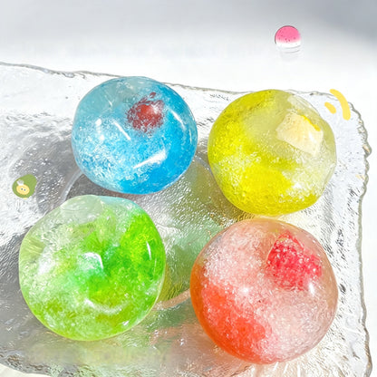 Fruit Smoothie Squishy Ball, Crunchy Snow Squeeze Toy, TPR Non‑Rebound Fidget Stress Ball, 6cm Decompression Squeeze Toy for Kids Adults