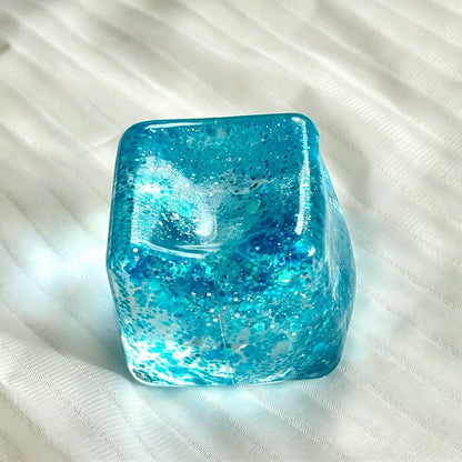 Glitter Ice Cube Maltose Squishy, Clear Soft Slow Rising Stress Relief Fidget Toy