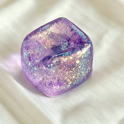 Glitter Ice Cube Maltose Squishy, Clear Soft Slow Rising Stress Relief Fidget Toy