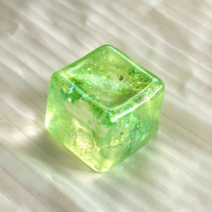 Glitter Ice Cube Maltose Squishy, Clear Soft Slow Rising Stress Relief Fidget Toy