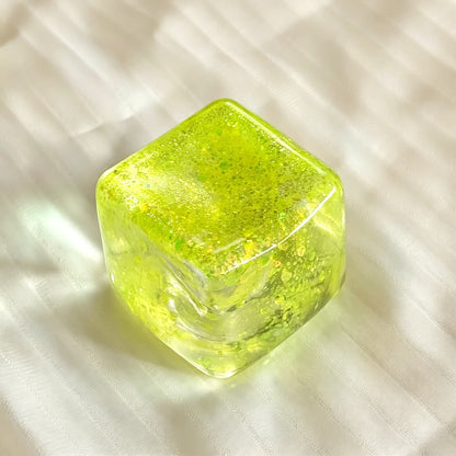 Glitter Ice Cube Maltose Squishy, Clear Soft Slow Rising Stress Relief Fidget Toy