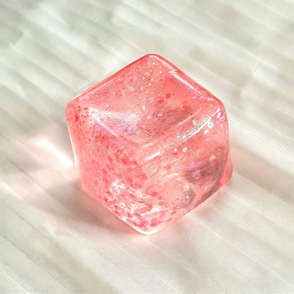 Glitter Ice Cube Maltose Squishy, Clear Soft Slow Rising Stress Relief Fidget Toy
