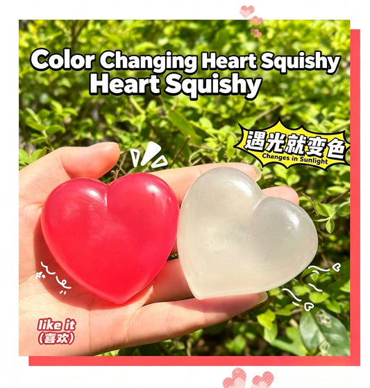 Color Changing Heart Squishy Fidget Toy Maltose Squeeze Stress Relief Toy Temperature Sensitive Soft Mochi Squeeze Toy For Kids Party Wholesale