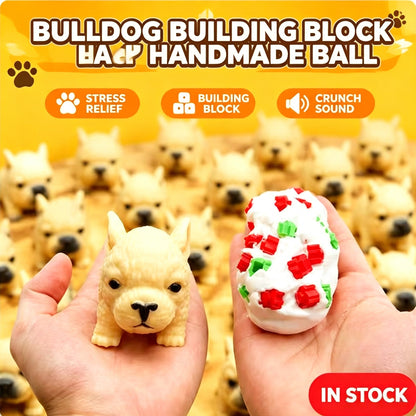 Crunchy Bulldog Building‑Block Squish Ball, Mouldable Slow‑Rebound Stress Squeeze Fidget Toy For Wholesale Bulk Order