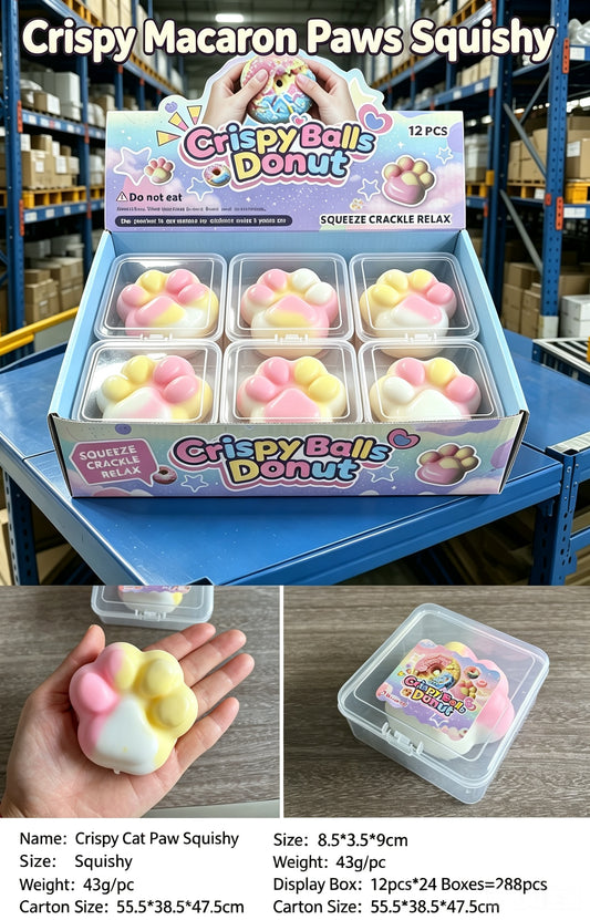 Crispy Crunch Squishy Set | Donut, Cake Pop, Rainbow Candy, Chocolate &amp; Kitty Paw Crackle Squeeze Toy