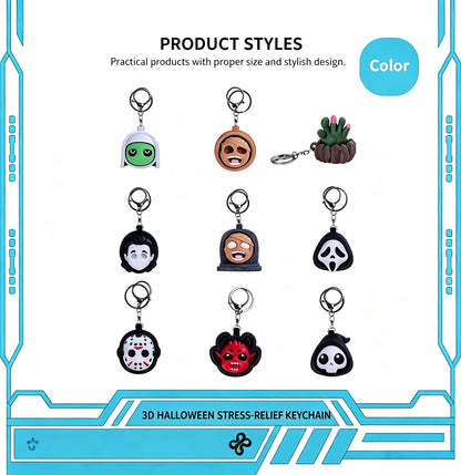 3D Printed Halloween Horror Fidget Keychain, PLA Spooky Clicker Stress Relief Toy