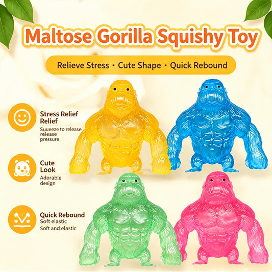 Maltose Gorilla Squishy Fidget Toy, Stretchy TPR Squeeze Stress Relief Vent Toy for Kids Adults