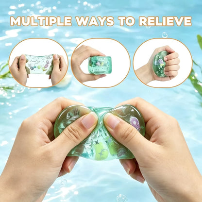 Ocean Shell Maltose Cube Squishy, Transparent Slow Rebound Fidget Stress Squeeze Toy with Sea Shell Starfish