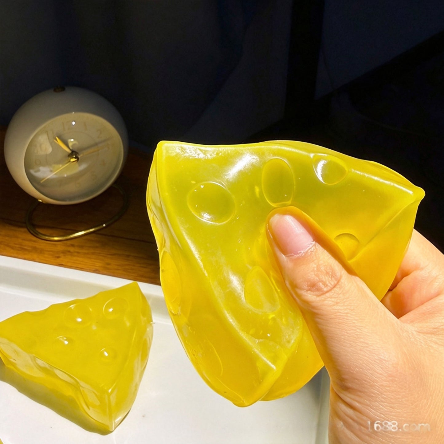 Vaseline Cheese Squishy Toy, Malleable Transparent Cheese Fidget Squeezy Toy, Cold Touch Stress Relief Sensory Toy for Adults Kids
