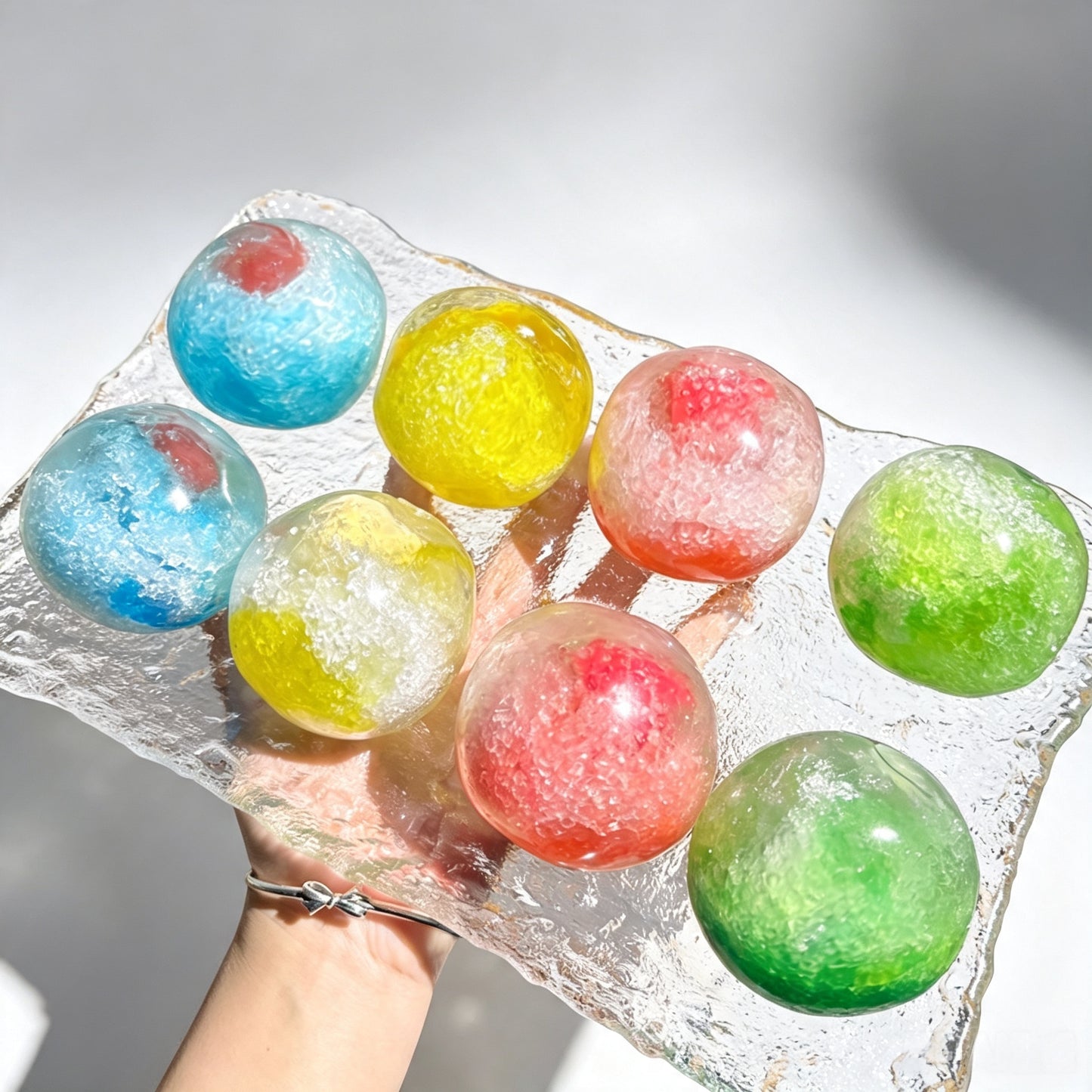 Fruit Smoothie Squishy Ball, Crunchy Snow Squeeze Toy, TPR Non‑Rebound Fidget Stress Ball, 6cm Decompression Squeeze Toy for Kids Adults