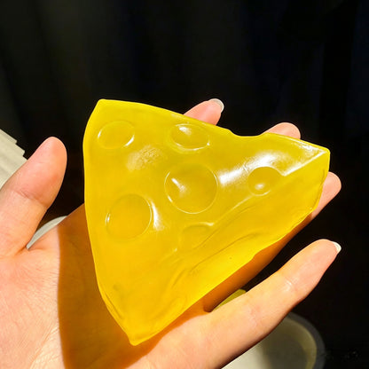 Vaseline Cheese Squishy Toy, Malleable Transparent Cheese Fidget Squeezy Toy, Cold Touch Stress Relief Sensory Toy for Adults Kids