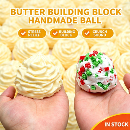 Butter Building Block Handmade Ball Squishy Toy, Crunch Sound Slow Rebound Stress Relief Fidget Squeeze Toy